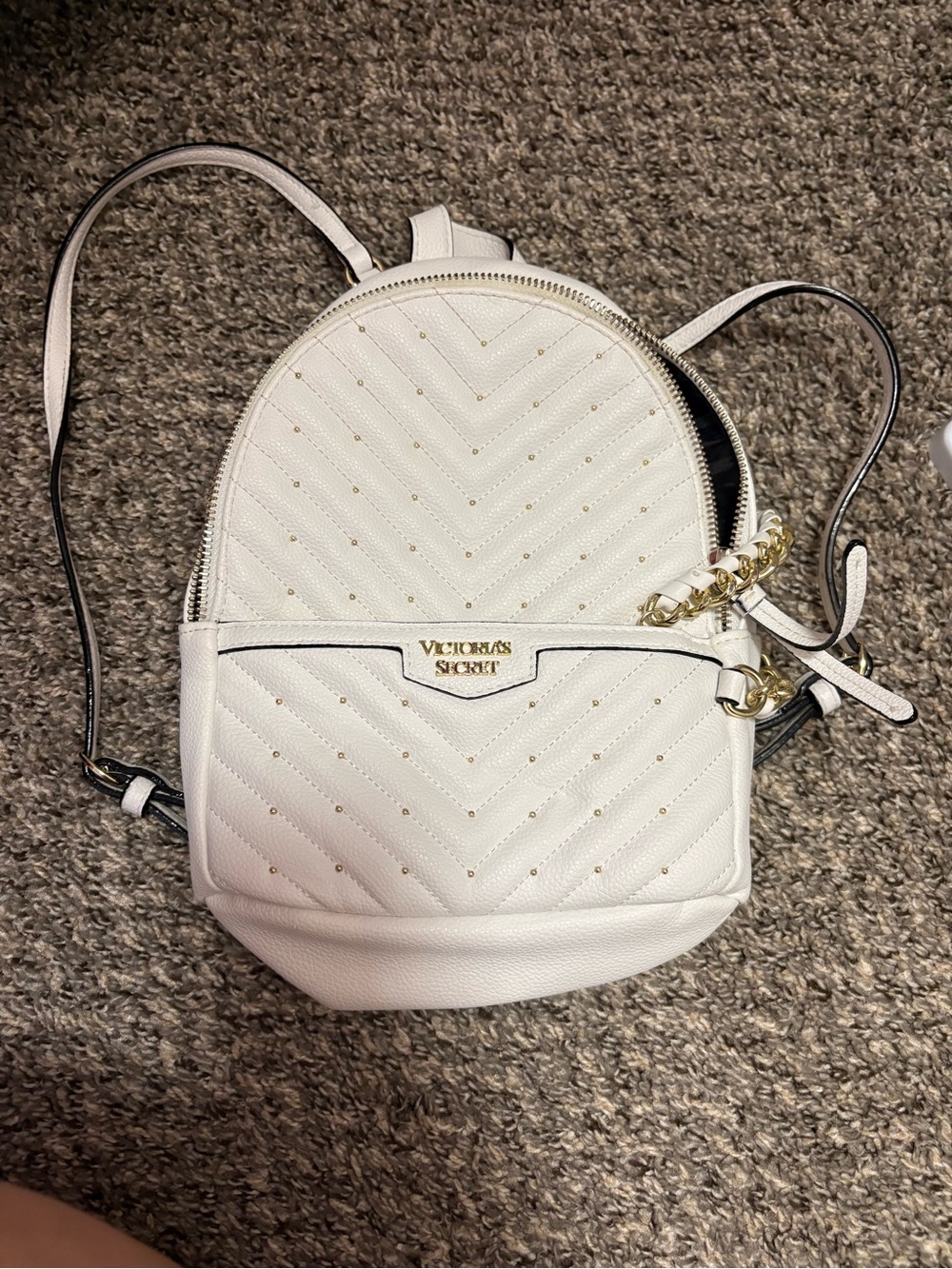 EUC white Victoria’s Secret studded mini backpack
